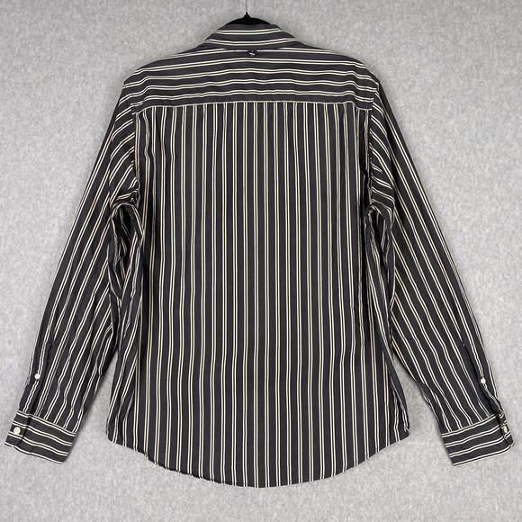 Alex Mill Mens S Black Ivory Mill Shirt in Halo Stripe Long Sleeve Button Up - Picture 4 of 6